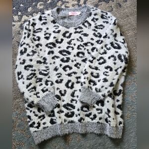 Pink Lily Oversized Leopard Print Gray Sweater Size S